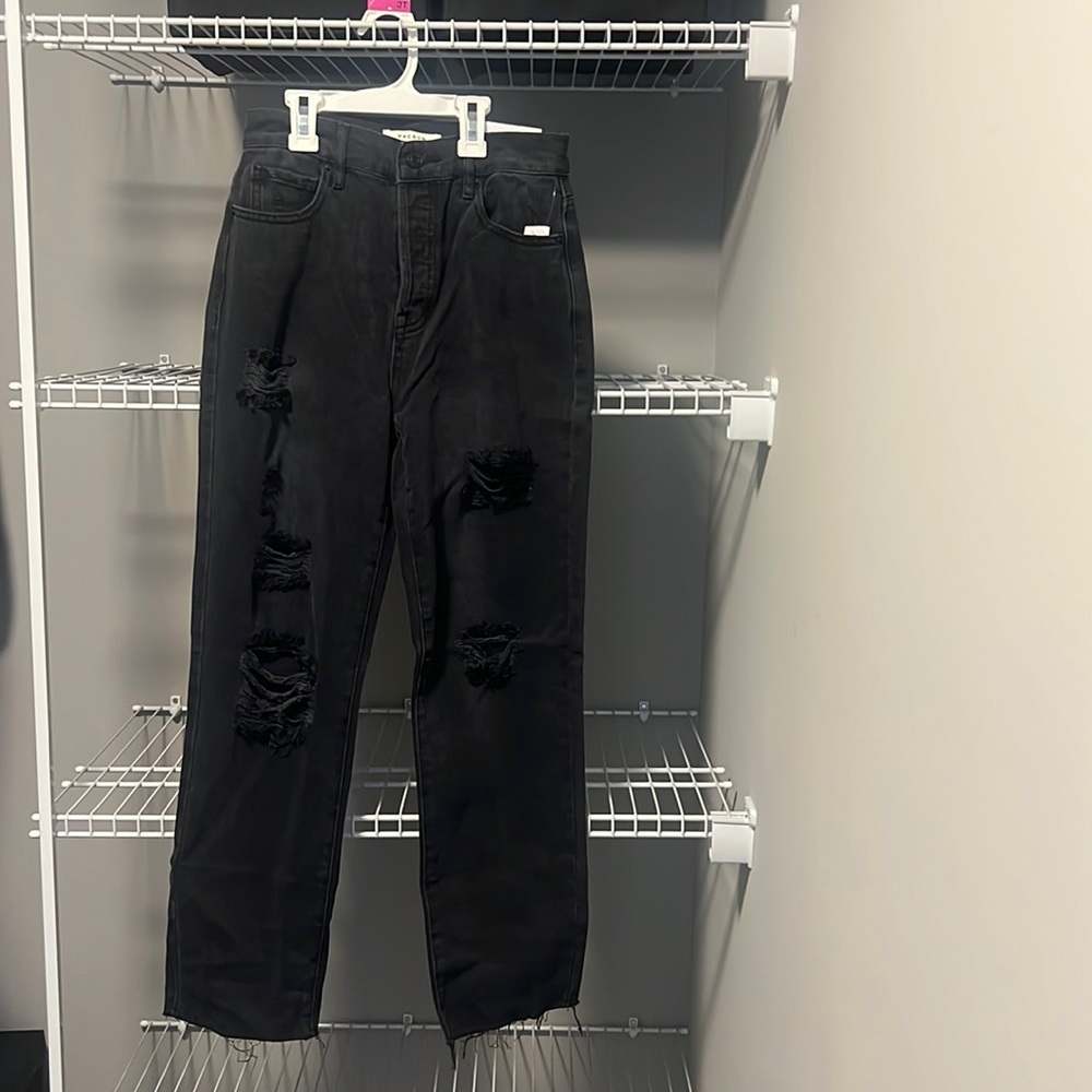 NWT * PacSun Black Distressed High Rise Straight Jean Size 24